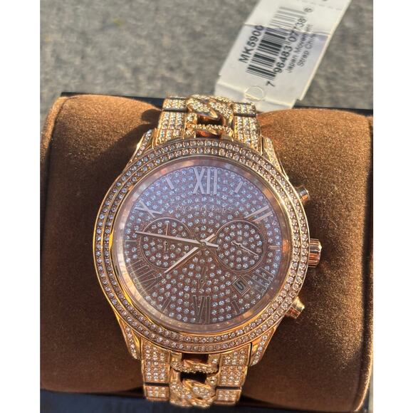 Michael Kors Watch MK5900 Oversized Rose Gold Pave Face and Band New NWT $550 - Picture 8 of 11